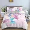 Set Biancheria da Letto Sirenetta Per Bambine Carino Cartone Animato Copripiumino Coperture Piumino Camera da Letto Bambini Matrimoniale Queen Size Tessile per la Casa 2/3 Pezzi