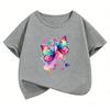 T-Shirt Printed Graphic Butterfly T Shirt Girls' Summer Short Sleeve Tops T-Shirts Cute Girls Clothes Children's Kids Tee