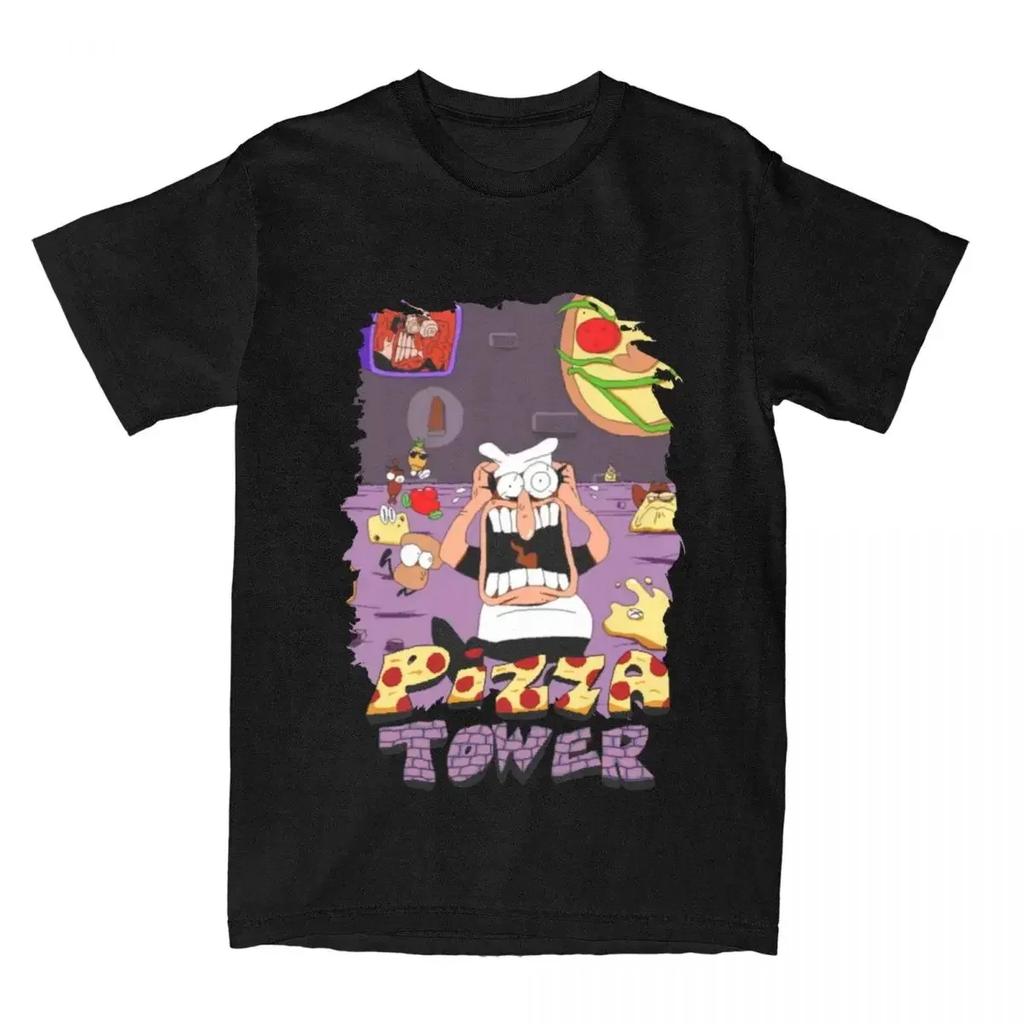 Pizza Tower T-shirt Heren Dames Plus O-Hals Overd Streetwear Harajuku Dagelijks Casual Vintage Unisex T-shirts#Kleur
