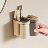 Badezimmer-Accessoires-Set Zahnbürstenhalter Zahnpasta-Organizer Selbstklebende Wandmontage Zahnpasta Zahnbürstenbecher Aufbewahrungsregal