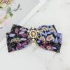 Rose Jacquard Ribbon Pin Large - Blue Purple