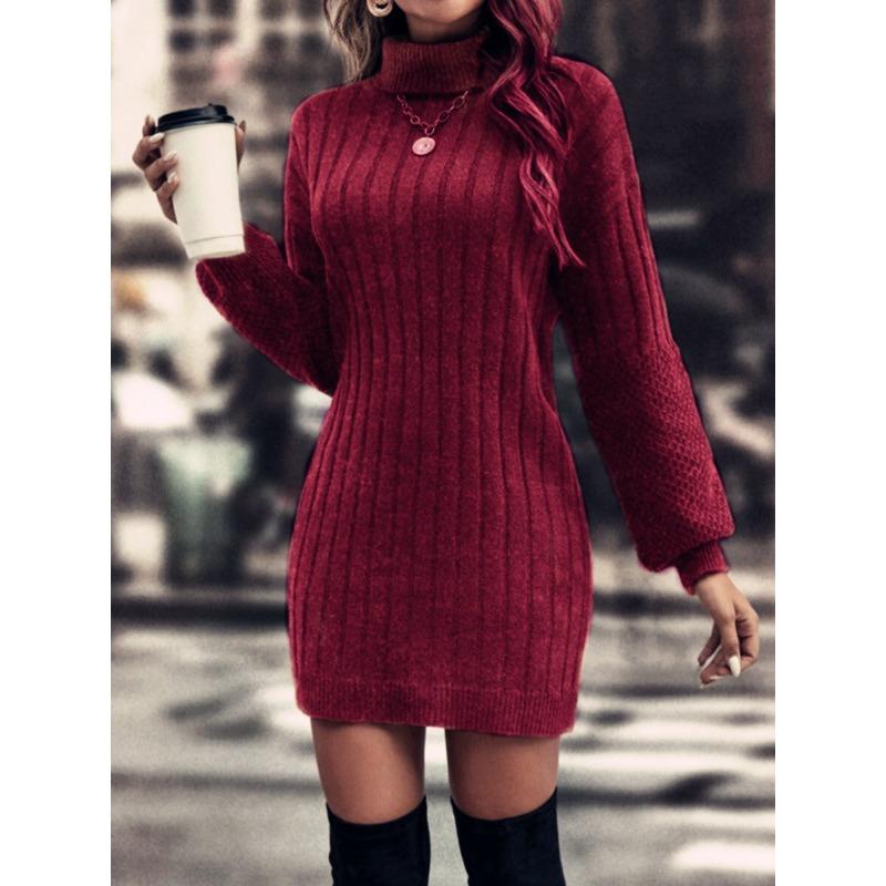 YYFS Women's Fashion Casual Fall Winter Solid Color Print Long Sleeve High Neck Sweaters