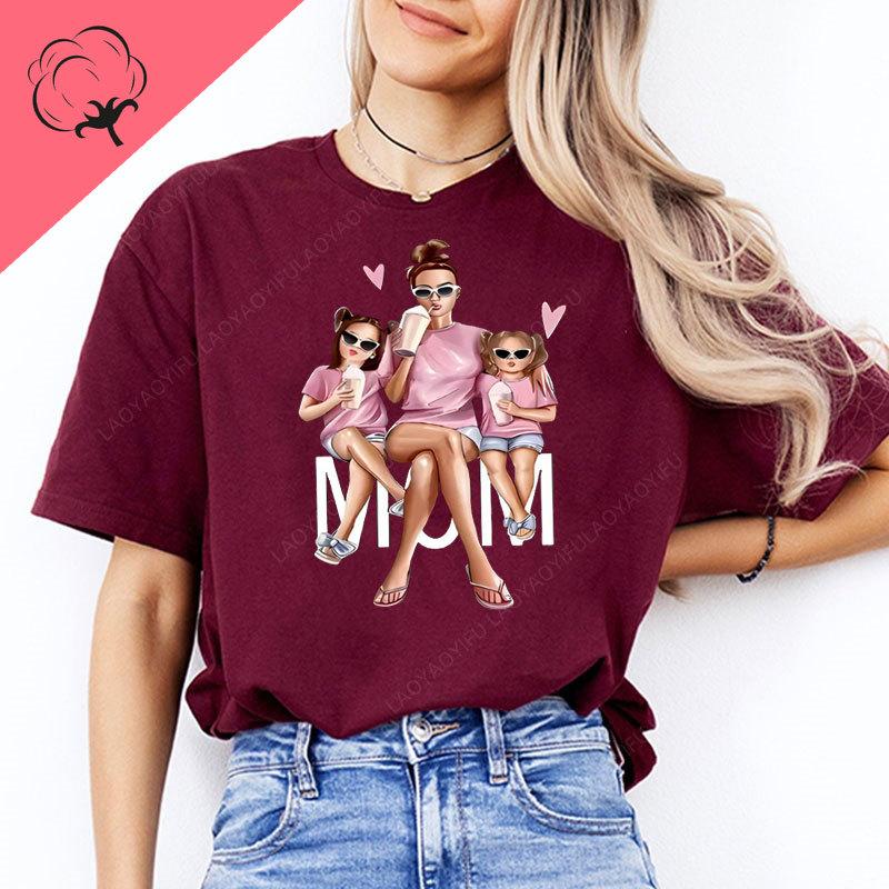 Mothers Day Gift Womens Casual Fashion TShirt Heartfelt MOM Graphic Print Short Sleeve Cotton Round Neck T Shirts