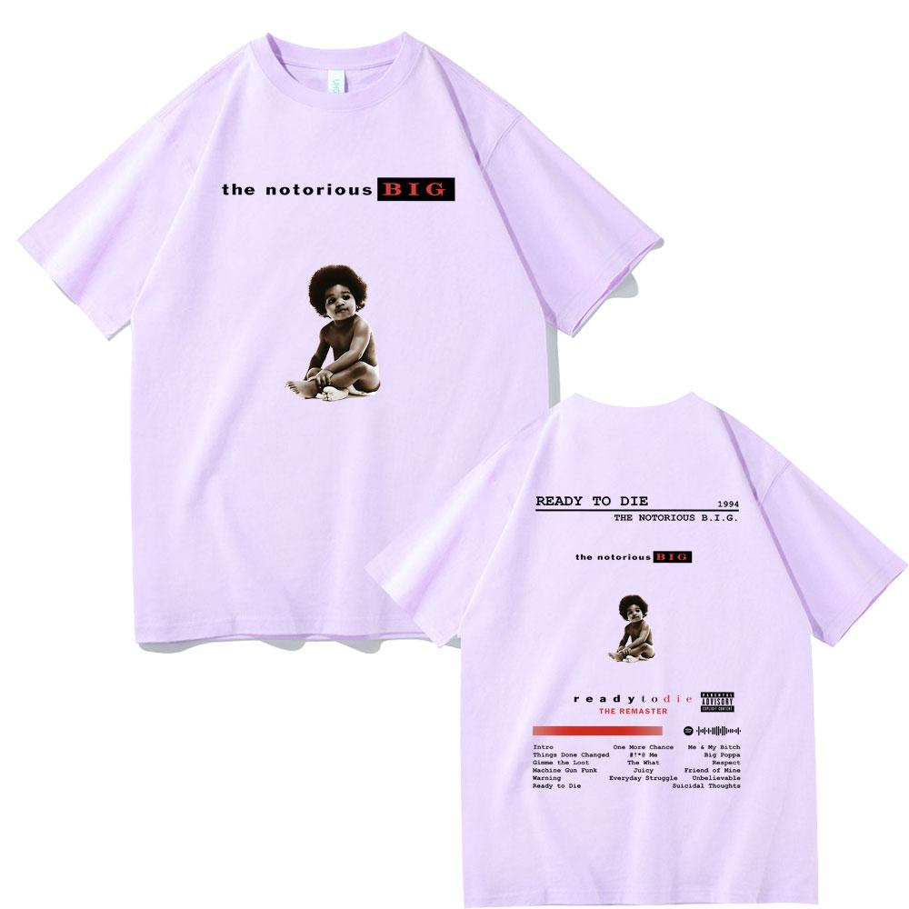 Das berüchtigte Big doppelseitig bedruckte T-Shirt Rapper Biggie Smalls Ready To Die Hip Hop Oversized T-Shirts Herren Vintage T-Shirt