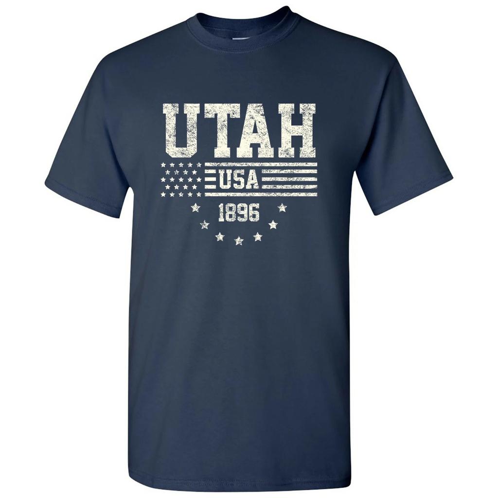 Vlag USA Staat Utah 1896 - Amerika Stichtende Staat Trots T-shirt - Marineblauw