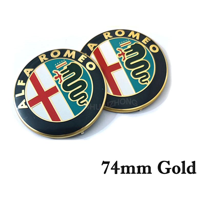 Per Alfa Romeo 2pz 74mm Adesivo Metallo 3D Alfa Romeo Accessori Styling Auto Per Cofano Auto Griglia Anteriore Bagagliaio Posteriore Emblema Centrale