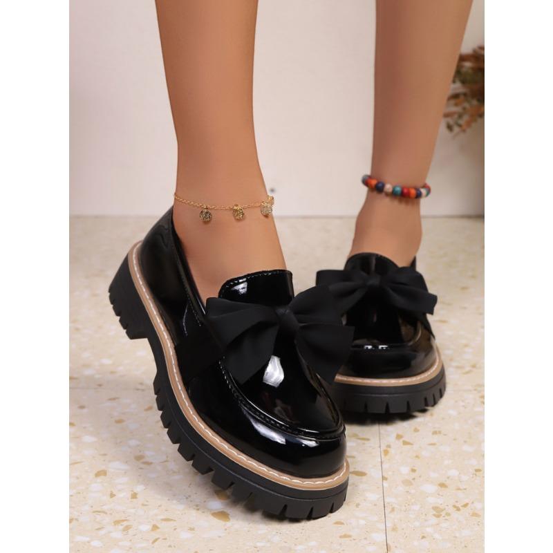 Women's Plus Size Chunky Sole Non Slip Loafers New Autumn European American Fashion Versatile Leather Flats