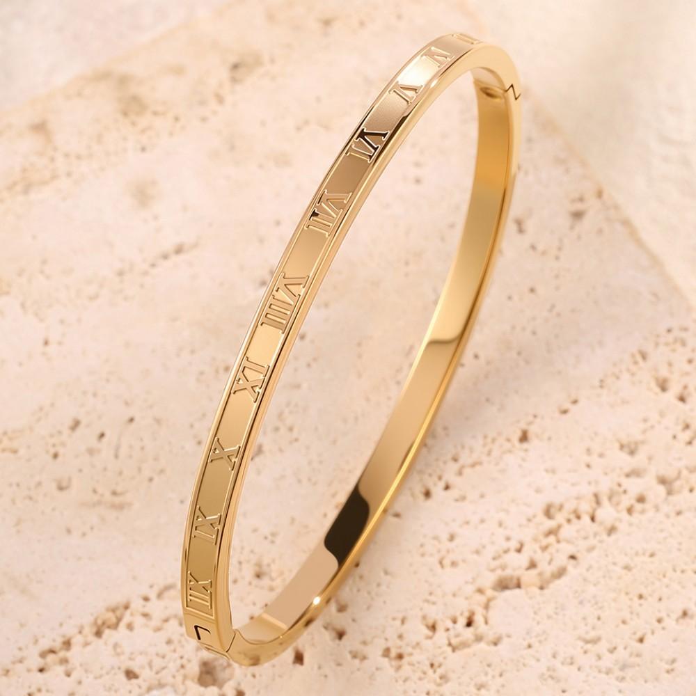 Yupsk Titanium Steel Couple's Bracelet Shiny Zircon Inlaid Stainless Steel Bangles Gold/Silver Color Female Jewelry Gift