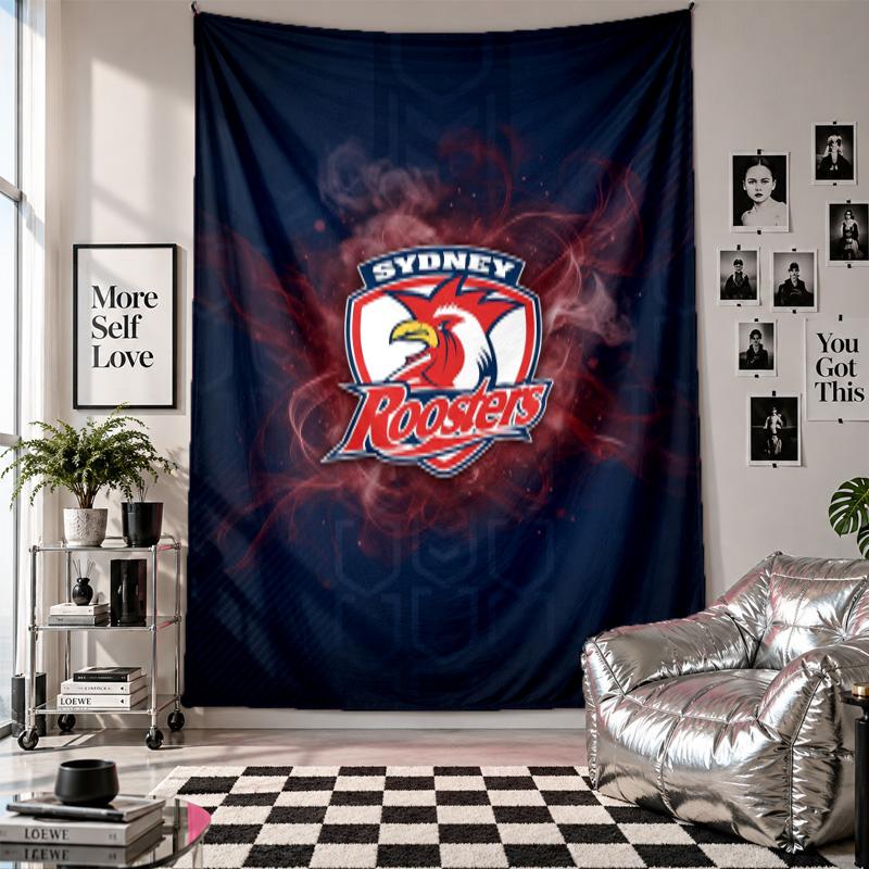 Sydney Roosters Wandteppich Heimdekoration Wandbehang Tuch für Schlafzimmer Wohnzimmer Hintergrund