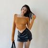 PU Leather Skirt Women Autumn and Winter Bottoming High Waist Slit Mini Skirt Female Shorts Sexy Hot Girl Harajuku Streetwear