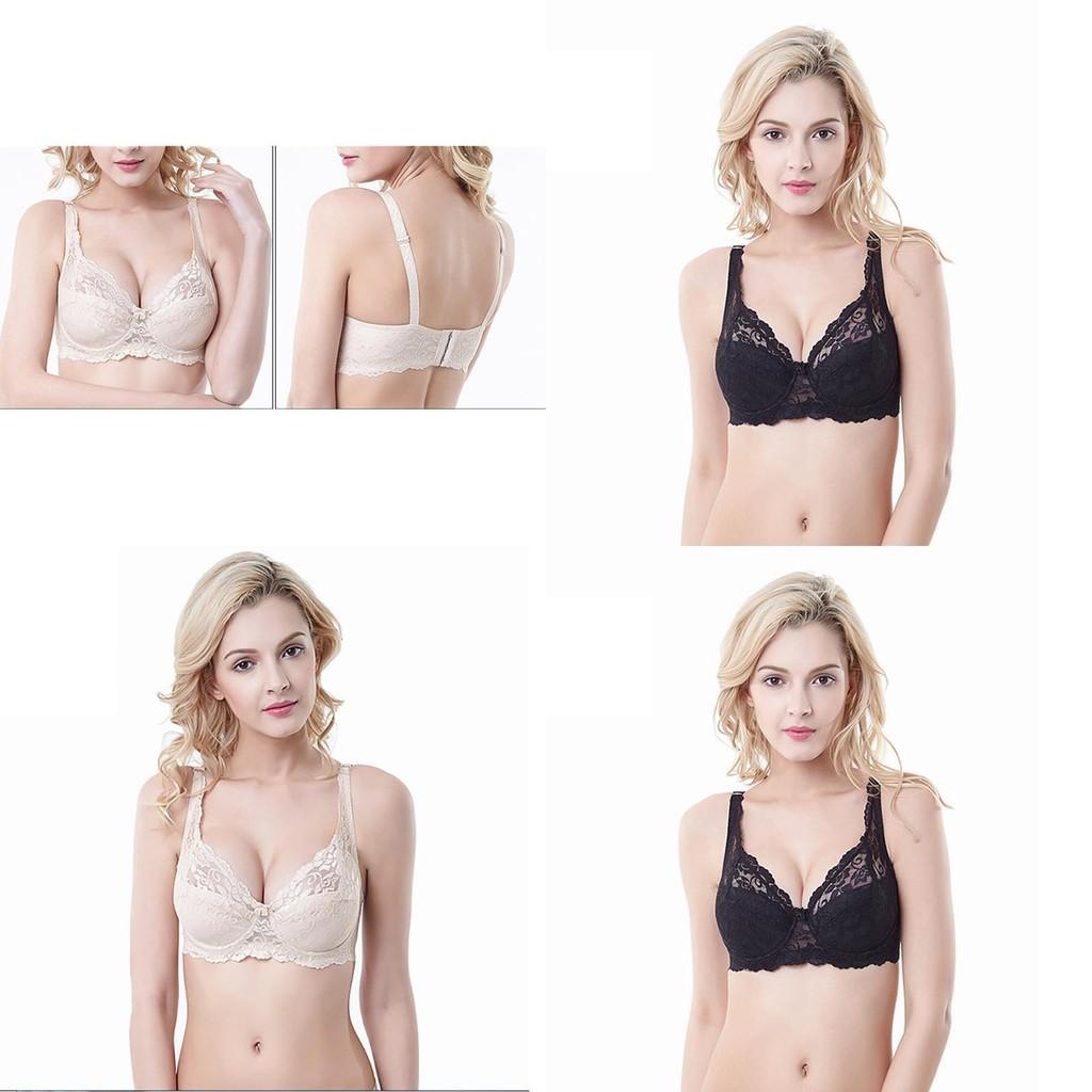 Elegant Ladies Plus Size Lace Full Coverage Bra With Adjustable Shoulder Straps