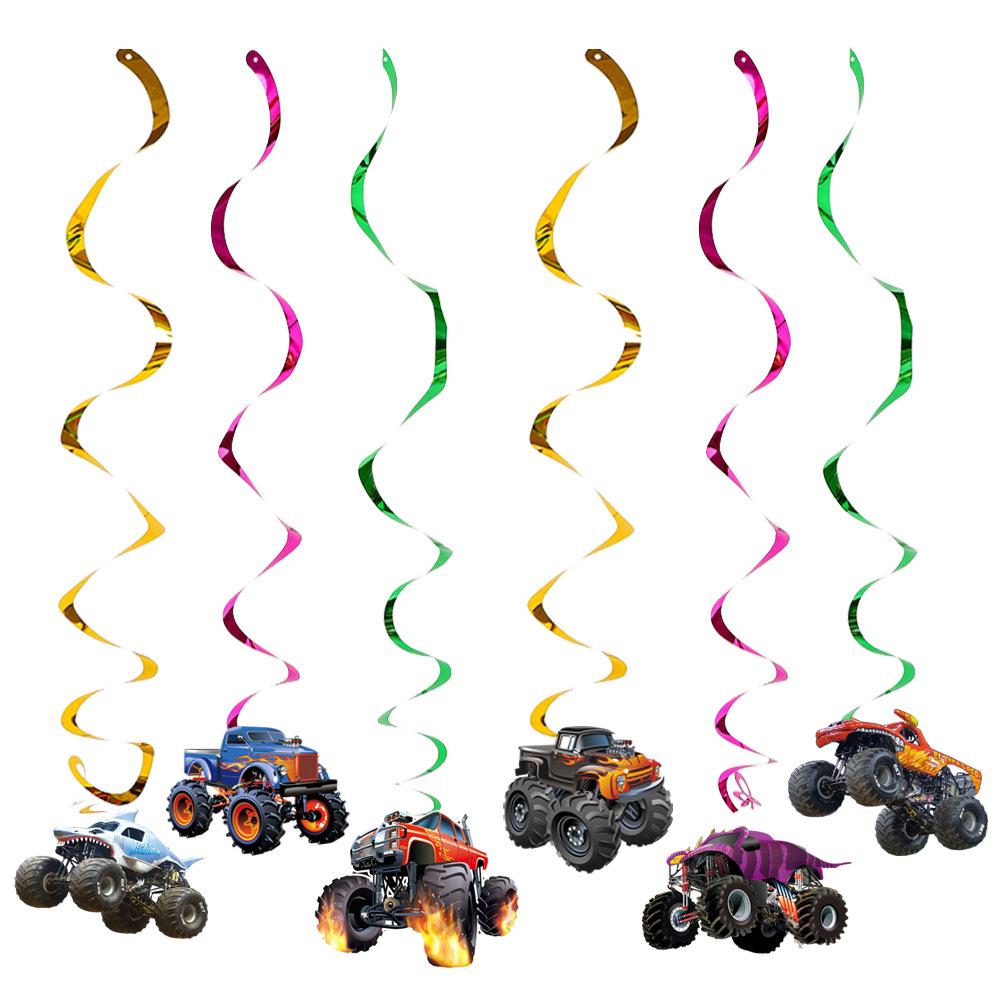 Monster Truck Theme Party Tableware Set - Plates, Napkins & Decorations