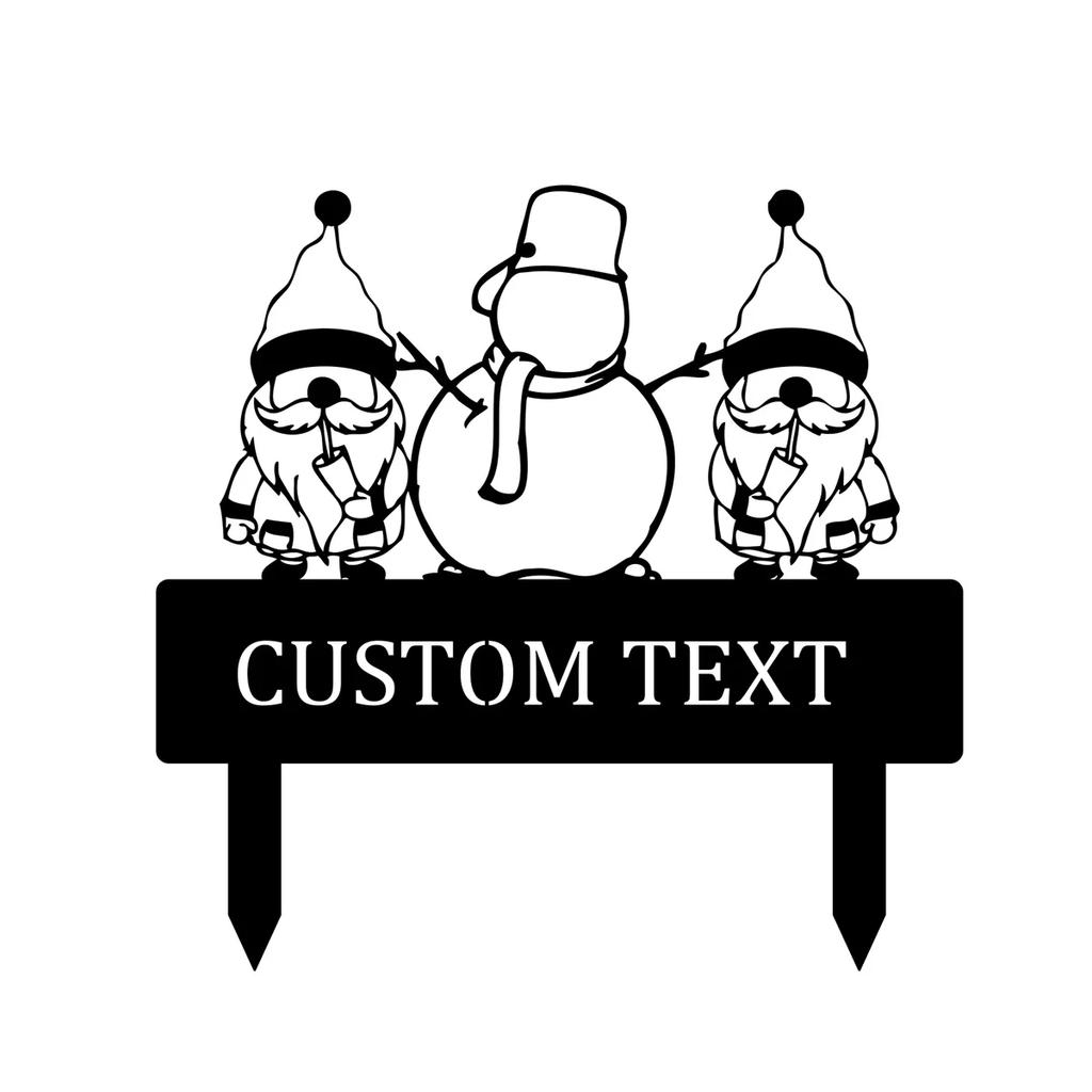 Personalized Santa Claus Metal Yard Sign, Garden Stake Outdoor Decor for Courtyard