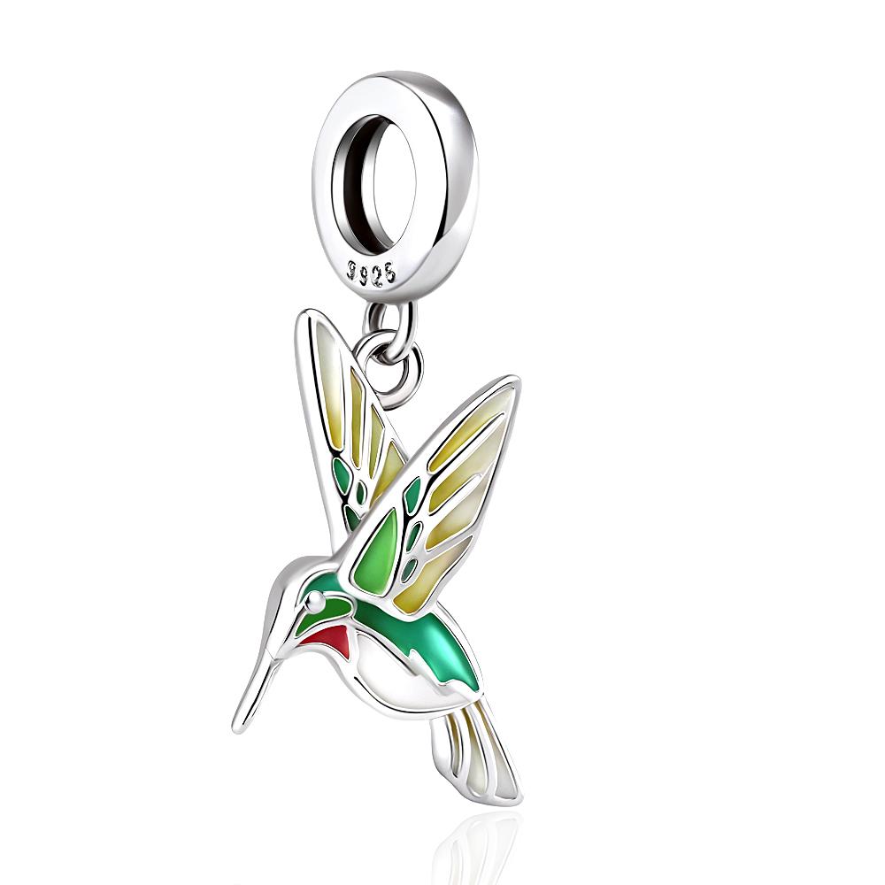 New 925 Silver Hummingbird Swallow Pendant Beads Suitable for European Bracelets DIY Accessories Exquisite Jewelry