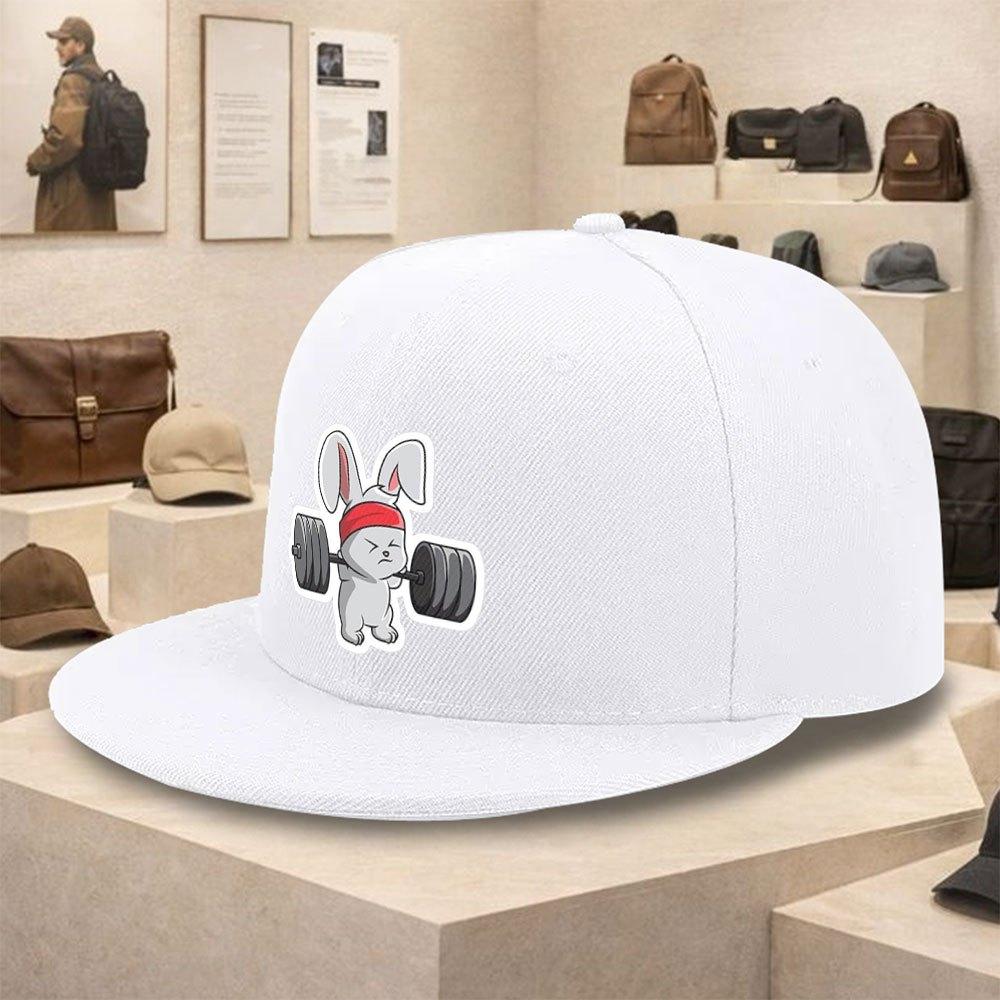 Tyngdlyftande Kanin Rolig Grafisk Tryck Platt Brätte Basebollkeps Polyester Streetwear Snapback Hatt Unisex