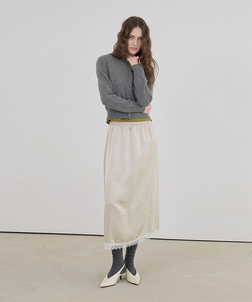 Kwinseulaebis Spitzen Satin Spitze Midi Rock