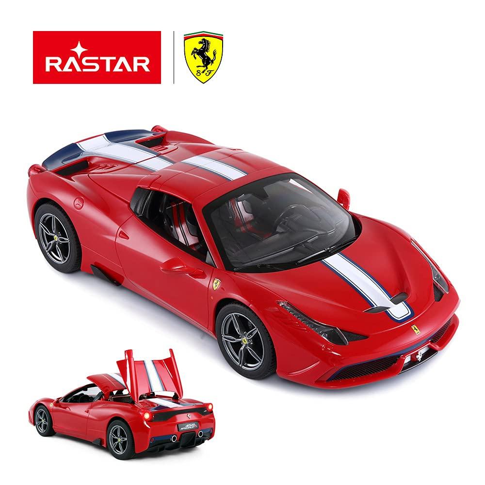 RASTAR 1/14 Scale Ferrari 458 Speciale R/C Model Car with LED Lights and Automatically Opening/Closing Roof, Red