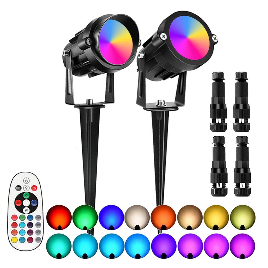 RGBW 12V Landscape Light: Colorful Plug-in Strip with Remote Control, Spotlight, and Courtyard Projector for Lawn Lighting.