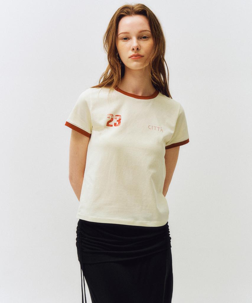 CITTA Number 23 Cita Ringer T-Shirt_Ctt374(Cream)