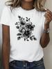 Haut pour Printemps & Été Vêtements Femme T-shirt à Manches Courtes Imprimé Floral Col Rond Décontracté Col Rond Harajuku T-shirt Graphique Femme