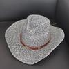 Western Cowboy Sun Hat For Men Cowgirl Summer Hats Straw Sun Protection Beach Hat With Alloy Feather Beads  Panama Cap