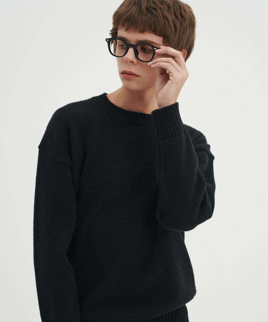 BLOND9 Alpha Crew Neck Round Knit_Black