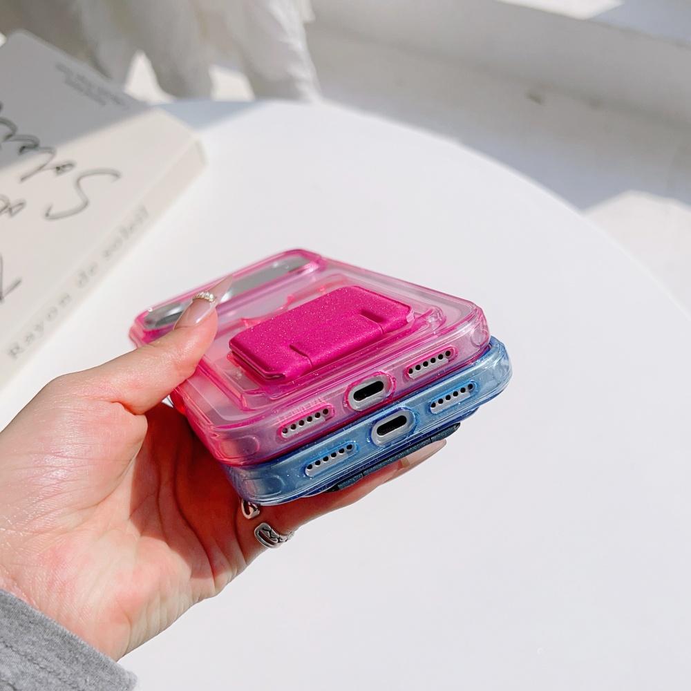 Glitter Bling Clear Card Holder Slot Phone Case For iPhone 17 Air 16 15 14 13 Pro Max Plus Wallet Pocket Bracket Cover