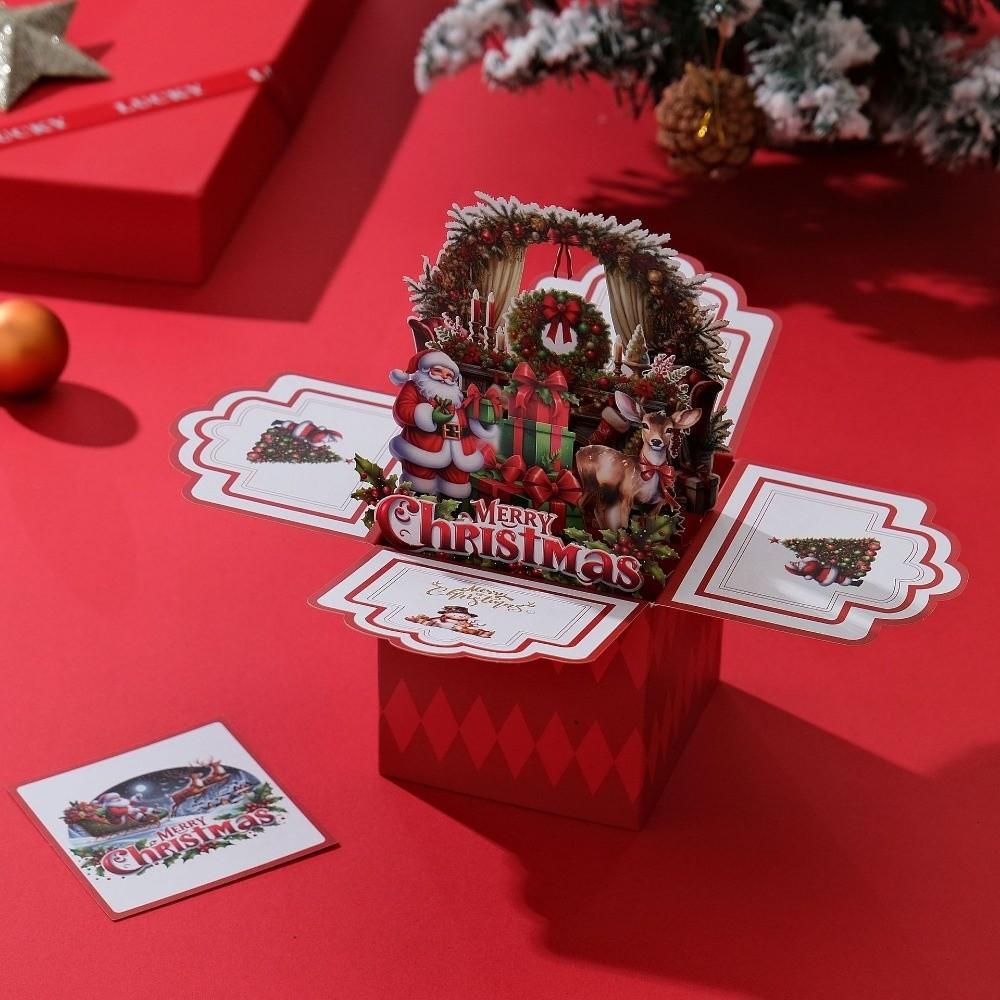 Kreative 3D Pop-Up Weihnachtsgrußkarten Weihnachtsmann Überrascht Weihnachten Geschenkkarten mit Umschlag Segenskarten Einladungen