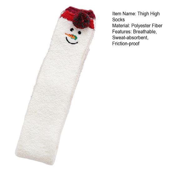 Weihnachts Oberschenkelhohe Flauschige Socken für Damen Niedliche Cartoon Über Knie Socken Winter Lange Beinwärmer Flauschige Strümpfe