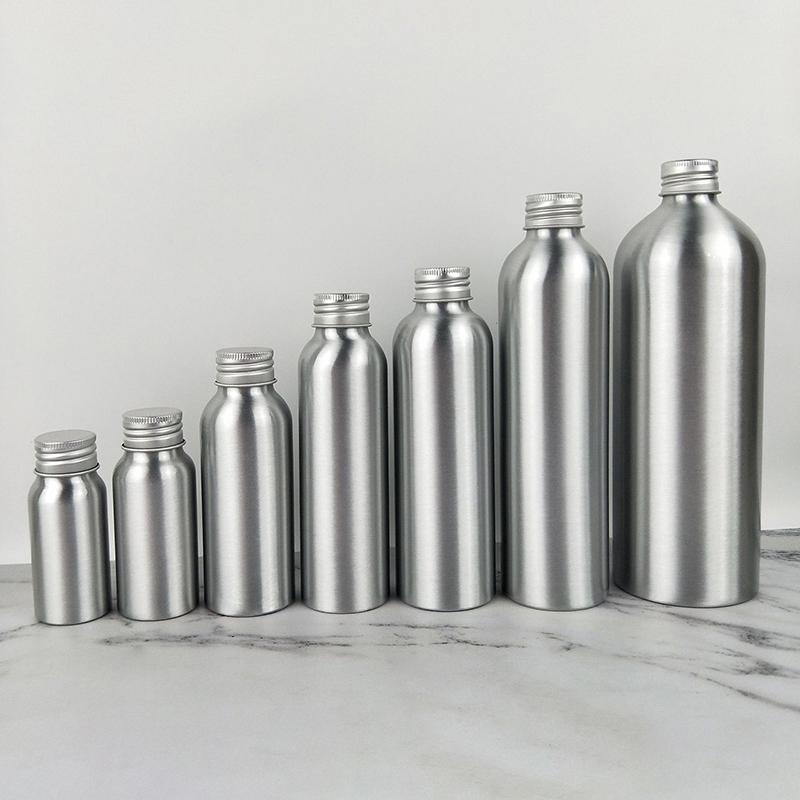 Sticlă din aluminiu argintiu de 30 ml-250 ml cu capac cu șurub, parfum, toner cosmetic, sticlă de apă, sticlă portabilă reîncărcabilă de călătorie