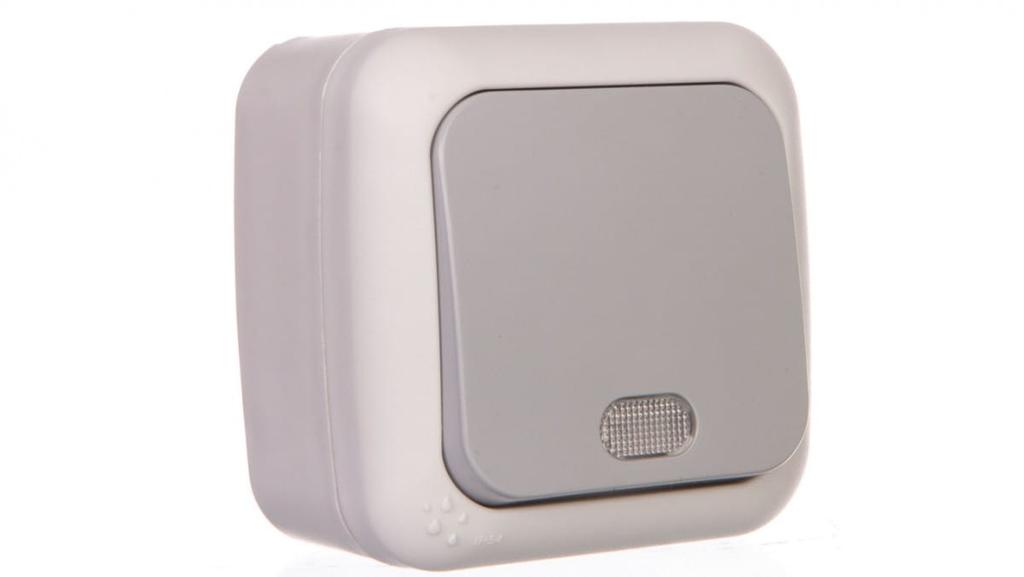 Palmiye Illuminated Normally Open Switch, Gray / 90555514