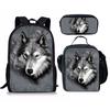 Classic Popular Novelty Cat Animal Horse 3D Print 3pcs/Set Pupil School Bags Laptop Daypack Backpack Lunch Bag Pencil Case