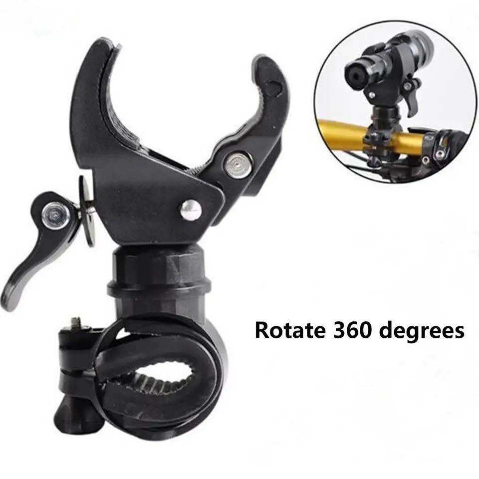 90/360° Rotating Torch Clip Bike Bicycle Handlebar LED Flashlight Torch Mount Clamp Clip Holder Grip Bracket Bicycle Light Mount