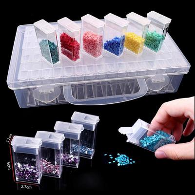 Diamond Painting Box Storage Tool 6/12/24/42/64 Bottle Bead Container Rhinestone Embroidery Crystal Bead Storage Box Accessorie