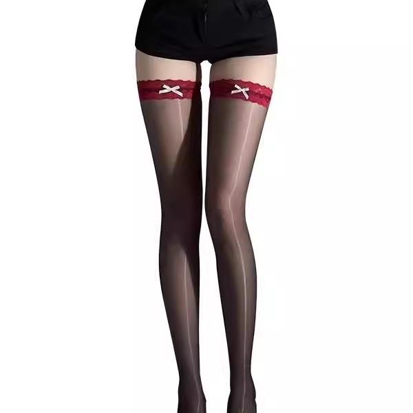 Aurora Shiny Stockings Lace Red Stockings Sexy Ultra-Thin Matte Black Silk White Silk Knee Socks High Stockings