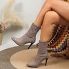 Fashion New Suede Pointed Toe Rear Zipper Anti-slip Wear-resistant Short-leg High-heeled Skinny Boots for Autumn