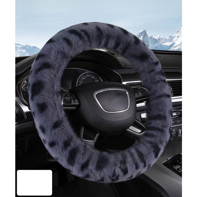 Long Wool Fuzzy Steering Wheel Cover, Anti-Slip 15 Inch Fluffy Steering Wheel Cover with a Plush Feel, Eco-Friendly Steering Wheel Cover