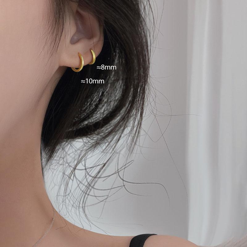 ANENJERY Minimalista Huggie Hoop fülbevaló nőknek arany pici kerek fülbevaló 6mm/8mm/10mm/12mm/15mm