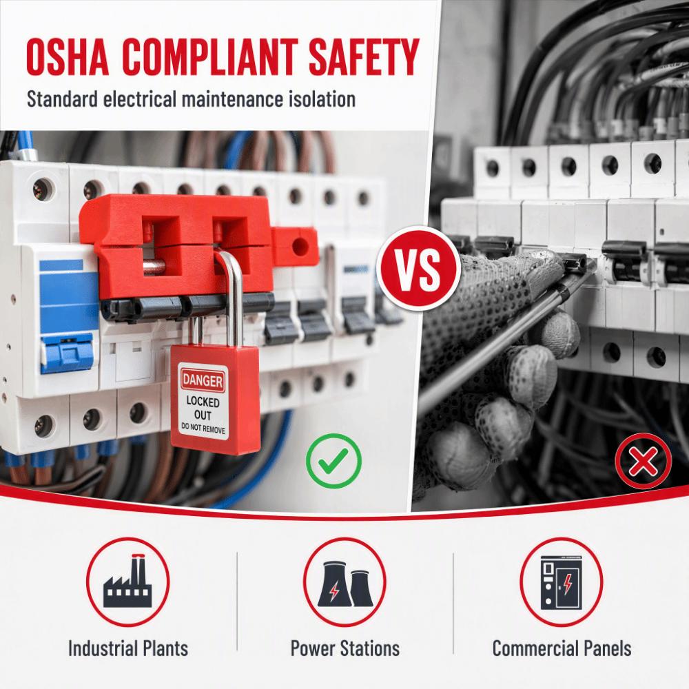 10pcs Electrical Air Switch Isolation Safety Padlocks Circuit Breaker Lockout Loto Station