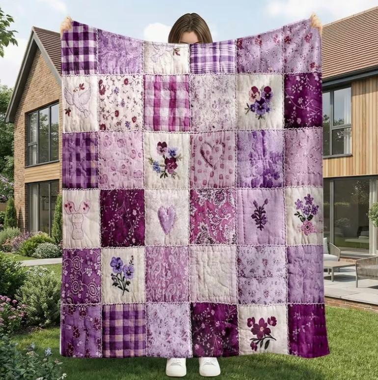 Love You Long Time Blanket Cow Print Patchwork Style Vintage Fun Pattern Flannel Soft and Skin-Friendly, for Home Sofa Accent
