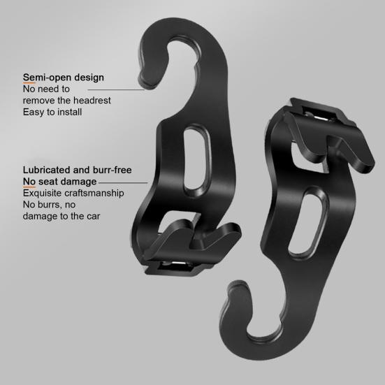 2Pcs Universal Car Seat Headrest Hooks 10kg Load-bearing Heavy Duty Storage Hanger for Car Interior Accessories