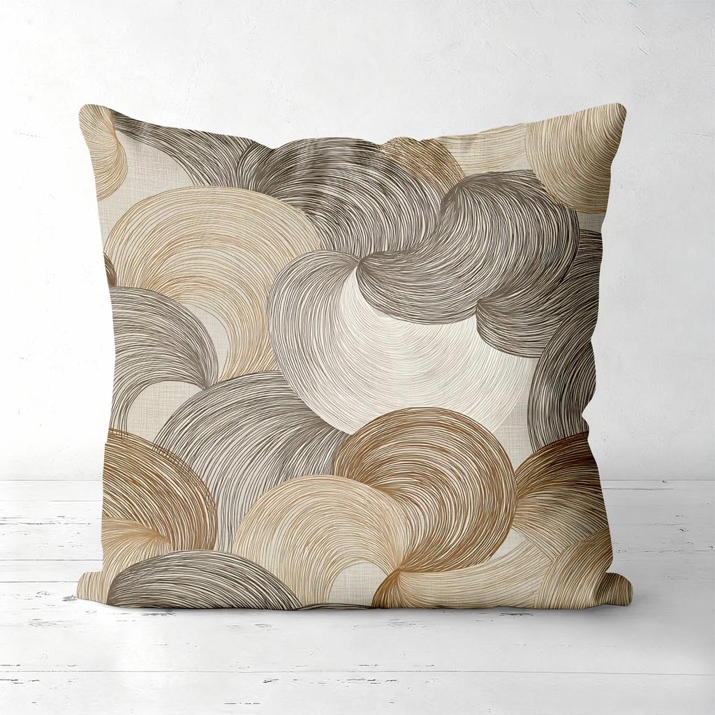 Set van 4 Abstracte Bloemen Golf Kussenhoezen in Neutrale Kleuren Kussenhoes Geschikt Voor Bank Slaapkamer Auto Kussenhoes