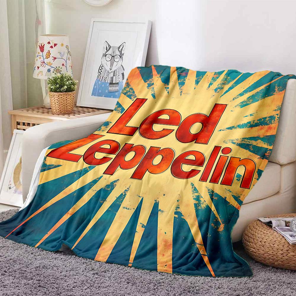 1 st Led Zeppelin filt Mjuk Varm Hela Säsongen Pläd för Soffa, Säng, Bil, Kontor Livfull Färgstark Design, Hållbar & Mysig Gåva