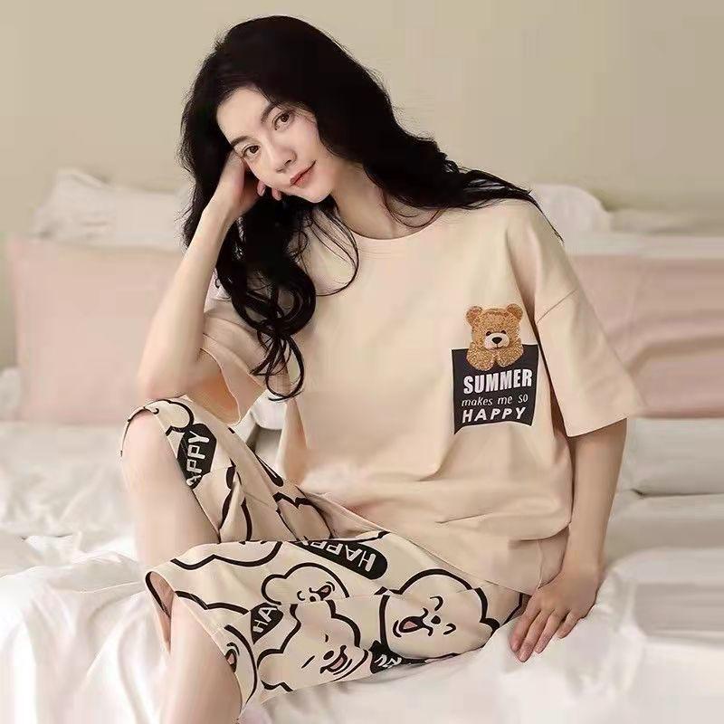 Fashionable Women's New Summer Short-sleeved Seven Pants Homewear Two-piece Set - Trendy and Breathable
