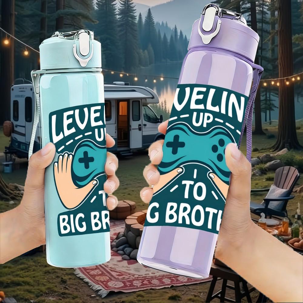 1PC Leveling Up Big Brother Game Print 750ml Color Plastic Sports Water Bottle Leakproof Flip Straw Lid Suitable for Sports Office Home Use