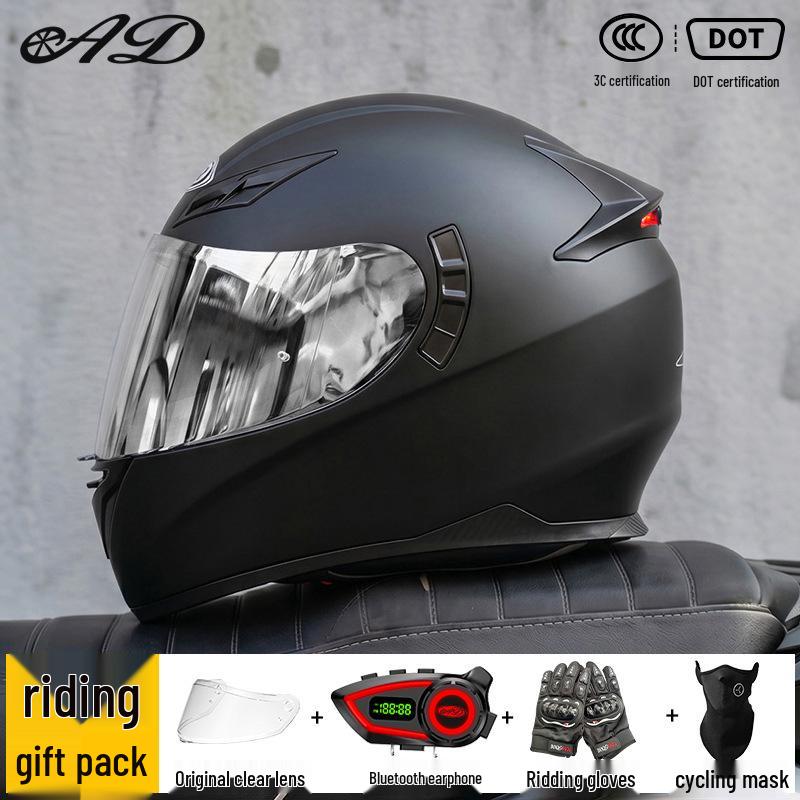 Bluetooth Smart Taillight Flip-Up Motorcycle Helmet for Men and Women - All-Season, Full Coverage for Electric and Off-Road Riding
