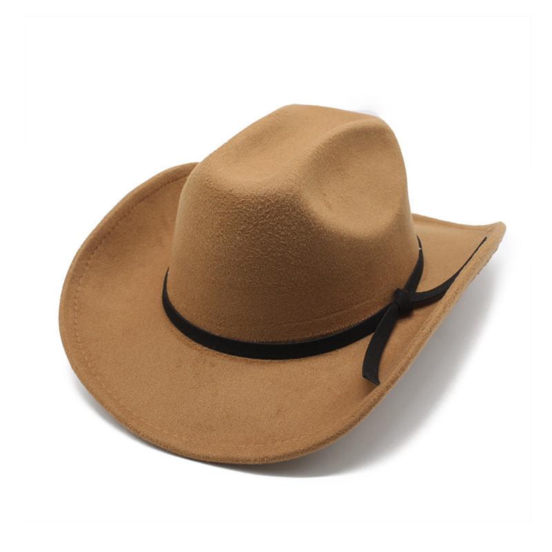 Western Cowboy Hat Wool Felt Large Brim Sun Protection For Summer Fashion Enthusiasts