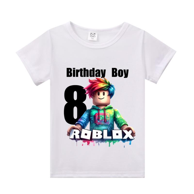 New Roblox Children T Shirts Cartoon Birthday Number Graphic T-shirts Boys Girls Casual Short Sleeves Tops Summer Kids Clothing