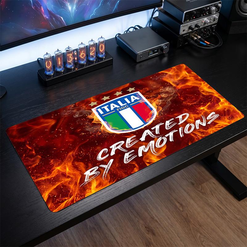 Tapis de Souris Blason Football Italie, Tapis de Bureau Étendu en Caoutchouc Antidérapant pour Gaming Bureau Ordinateur Portable Cadeau Fan