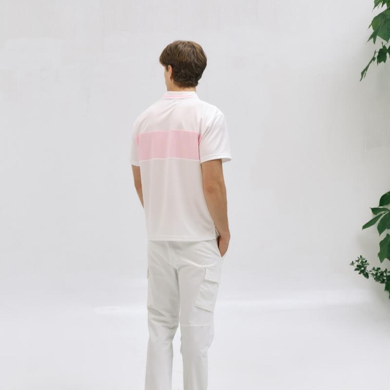 GOXO Men Pique Block ShorT Sleeve T shirT whiTe